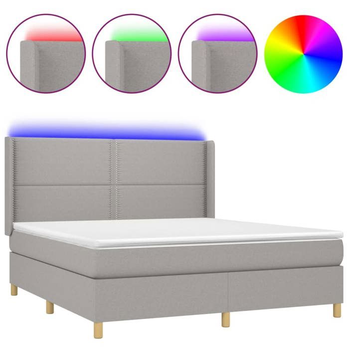 VidaXL Slat Bed Base with Mattress and LED, Upholstered Bed, Double Bed, Adult Bed for Interior Bedroom, 3138813