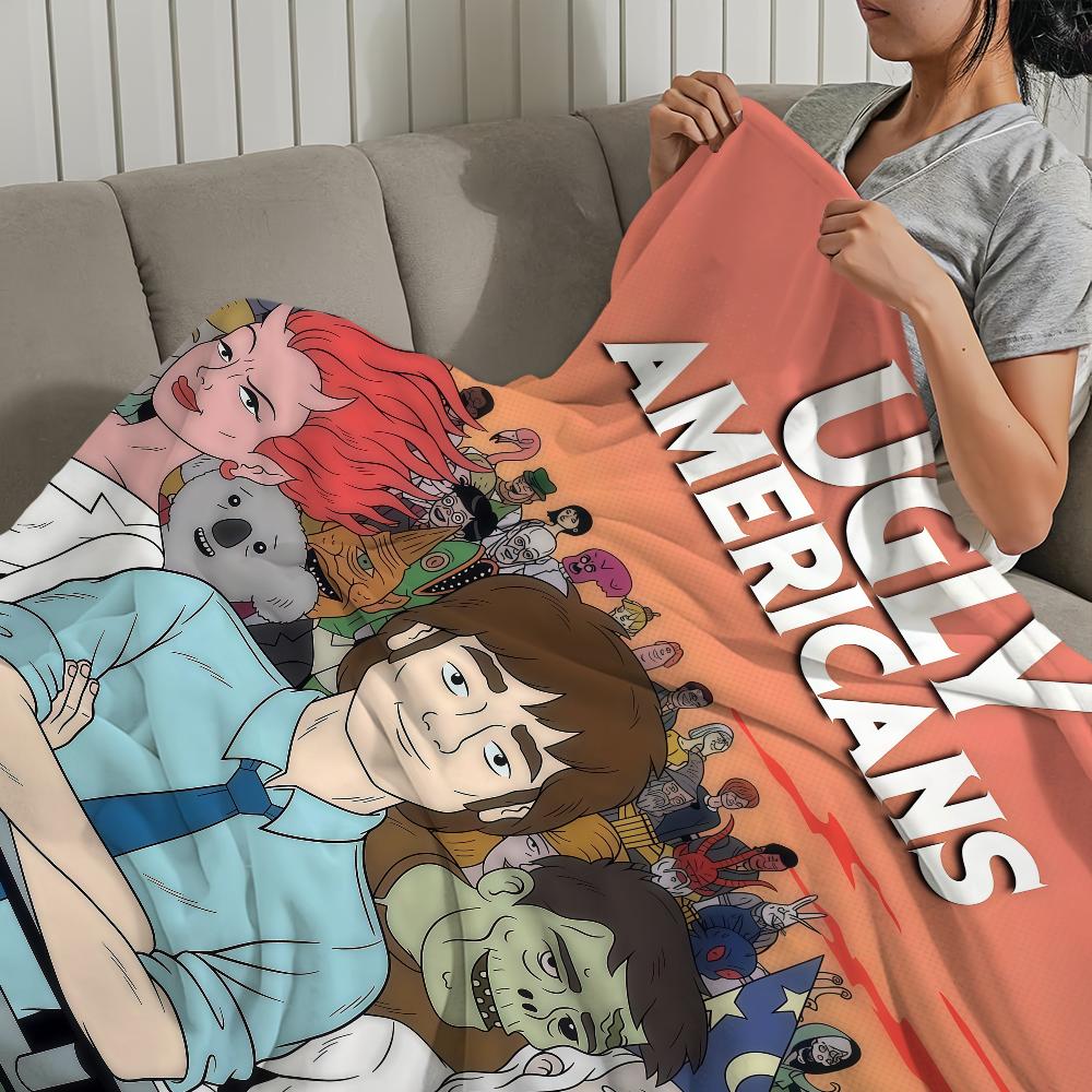 Cartoon TV U Ugly A Ameri cansS Blanket For Soft Throw Blanket for Picnic Bed Sofa Home Bedroom Cozy Warm Comfortable