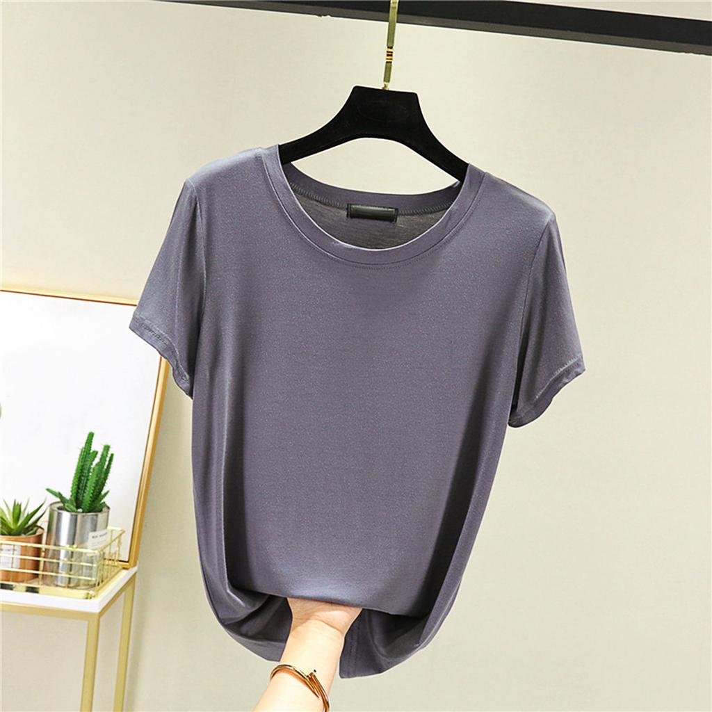 Round Neck Short Sleeved T-shirt For Women's Summer Thin Worn As A Base And Half Sleeved Top Inside