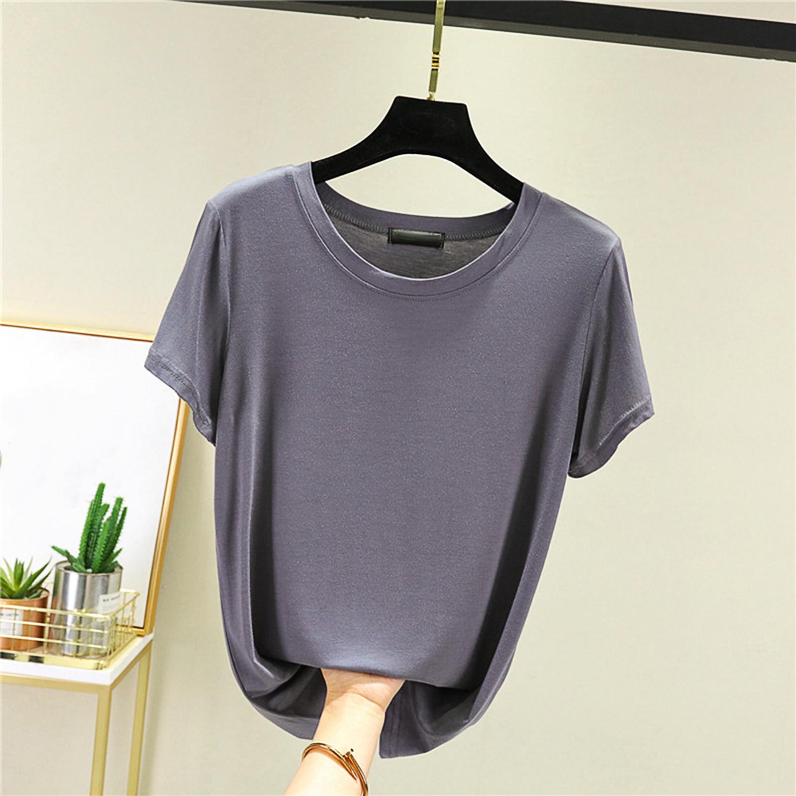 

Футболка с круглым вырезом и короткими рукавами для женщин, летняя, тонкая, носится как основа, а топ с короткими рукавами внутри L