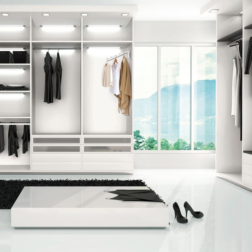 Sumnacon Foldable Clothes Wall Wall Stainless Angle for Outdoor White of Wall-Mounted Rack, Hanger, Hook, 5-Hook, Steel, 180-Degree Adjustment,