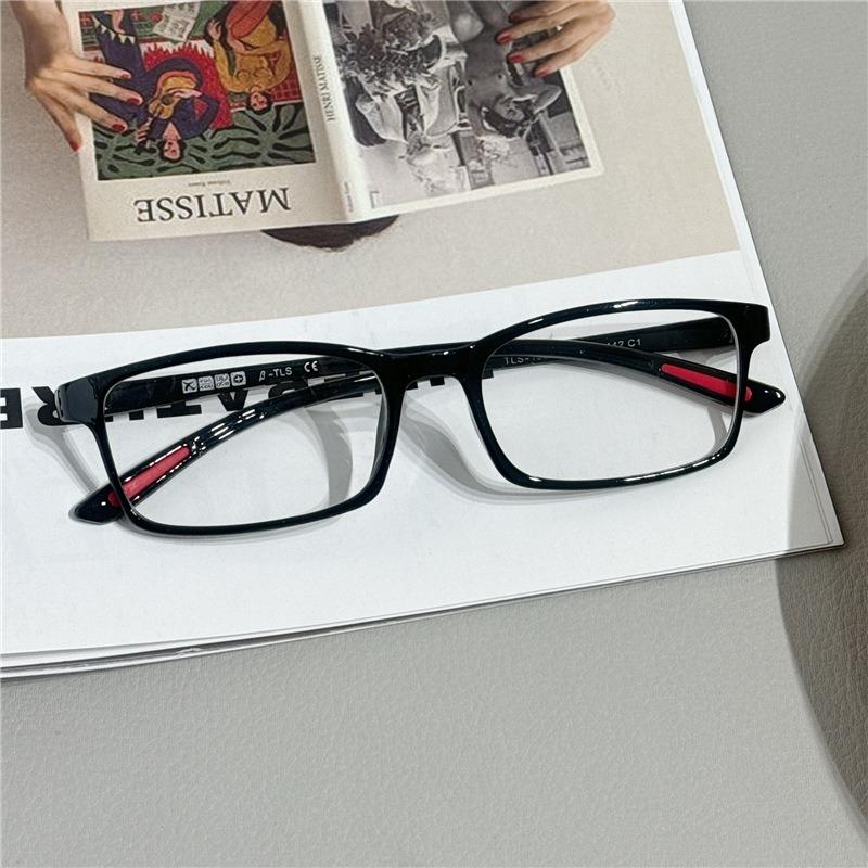

Y2K Women Retro Square Glasses Red Black Frame Glass Eyewear Decorative Computer Anti-blue Narrow Frame Glasses