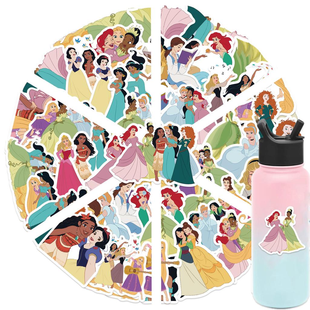 52-Piece Genuine Licensed Disney Princess Assorted Graffiti Stickers Waterproof Decor For Phone Cases Notebooks  Hand Accounts