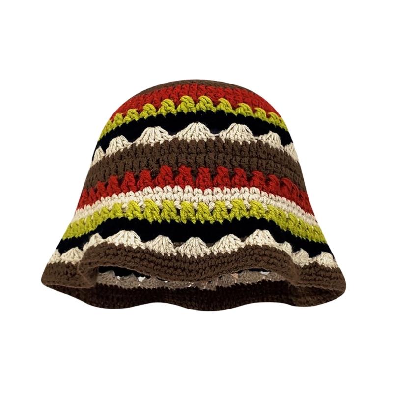 Knit Bucket Hat for Woman Breathable Multiple Color Weaving Wide Brim Bucket Hat Adult Teens Summer Fisherman Cap