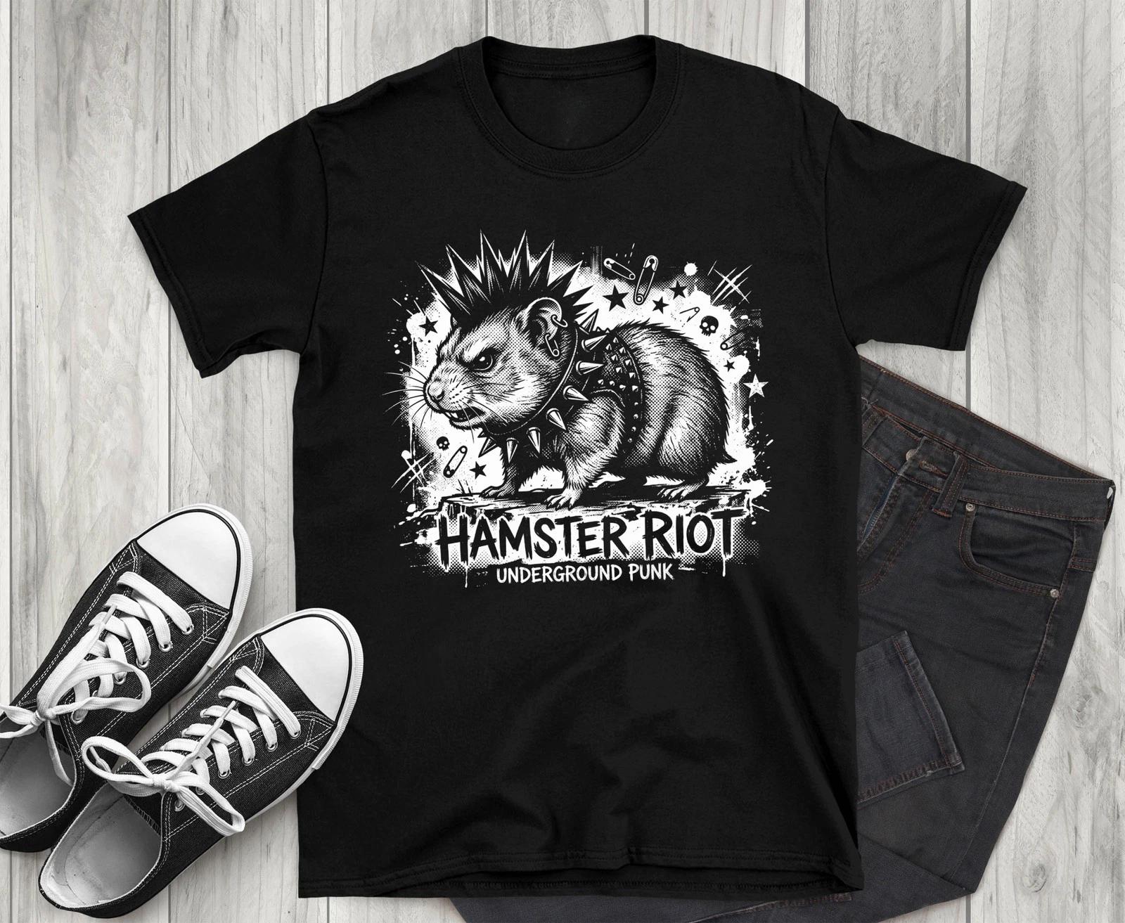 Hamster Riot Punk Rock T-Shirt, Underground Punk Animal M