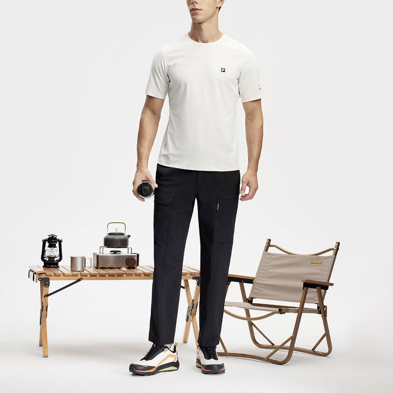 Fila Solid Color Knitted Professional Sports Short Sleeve T-Shirt Men Tops Cloud-White A11M417101F-WT