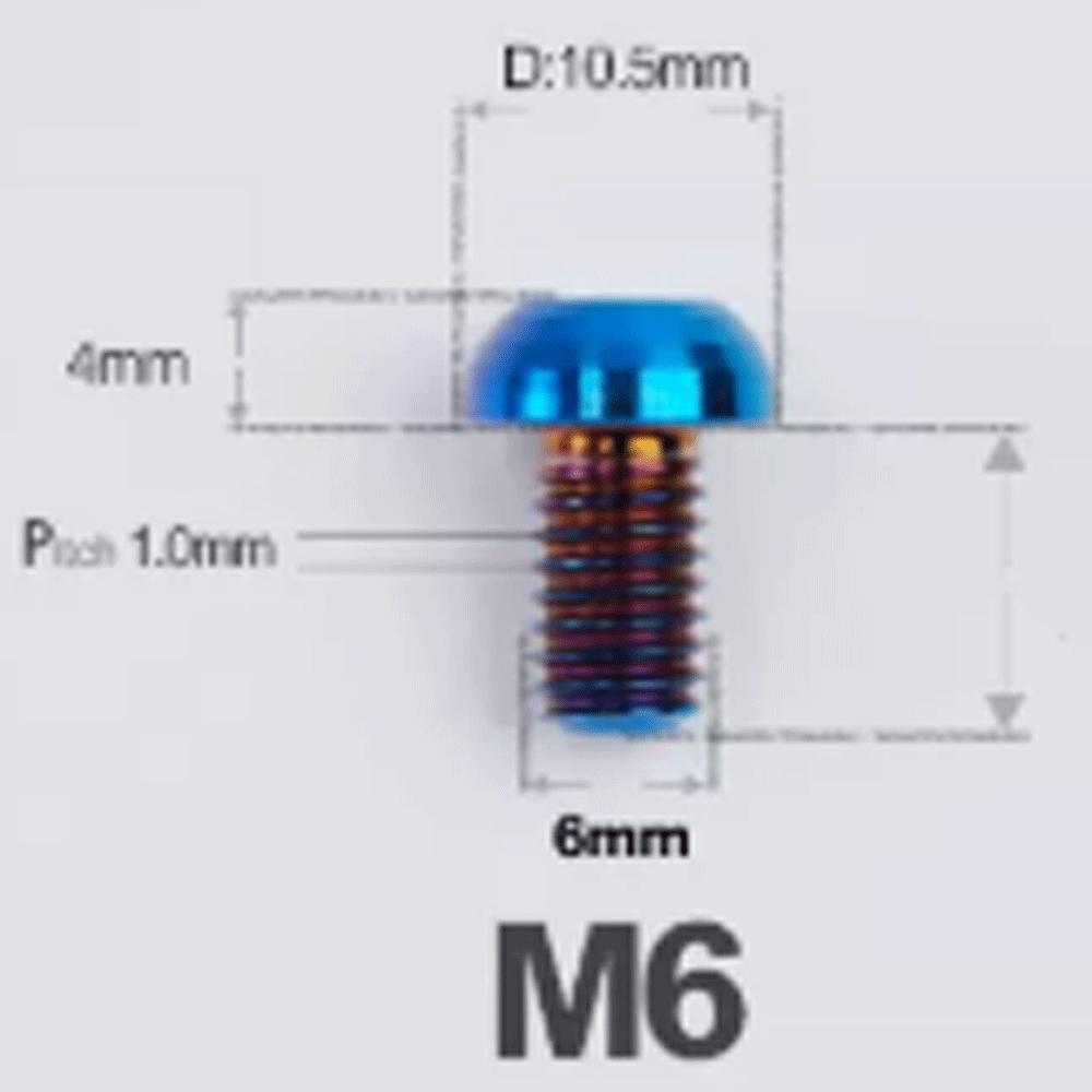 Multiple Color M6 P1mm X6/8/10/12/14/16/18/20/25/30/35mm GR5 TC4 Titanium Alloy Screw Bolt T30 Torx Mushroom Head For Bike