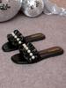 2026 New Women's Pearl Lace Thin Strap Summer Sandals: Plus Size Beach Slippers for Outdoor Wear