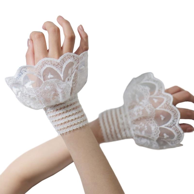 Damen Spitze Falsche Ärmel Abnehmbare Manschettenärmel Mode Handgelenkmanschetten Verlängerung