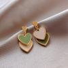 Hot Trendy Cute Heart Earrings Fashion Jewelry White Green Asymmetry Heart Drop Earrings For Women Korean Statement Earrings