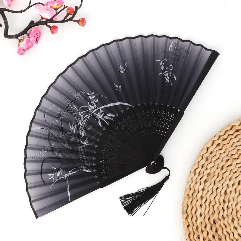 Hanfu skládací vějíř pro ženy inspirovaný japonským a čínským stylem – Scénický tanec bambusový styl