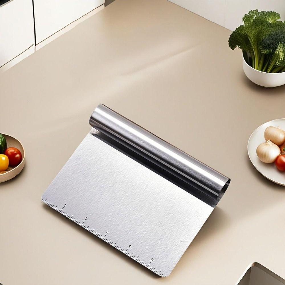 Stainless Steel Dough Cutter Graduated Pizza Scraper Easy To Clean Bench Scraper  Bread