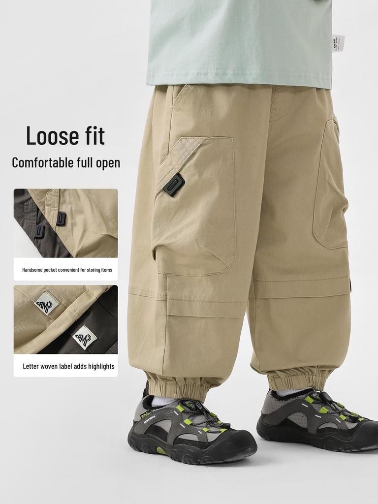 Spring 2026 Trendy European Boys' Long Workwear Pants for Kids and Toddlers