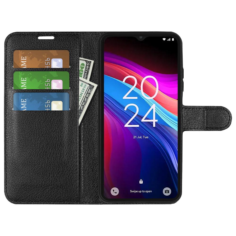 

For TCL 503 Case Litchi Texture Shockproof Leather Wallet Phone Cover Purple