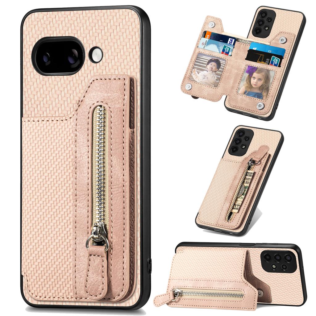 Für Google Pixel 9a Hülle Leder+PC+TPU Reißverschluss-Geldbörse Handyhülle