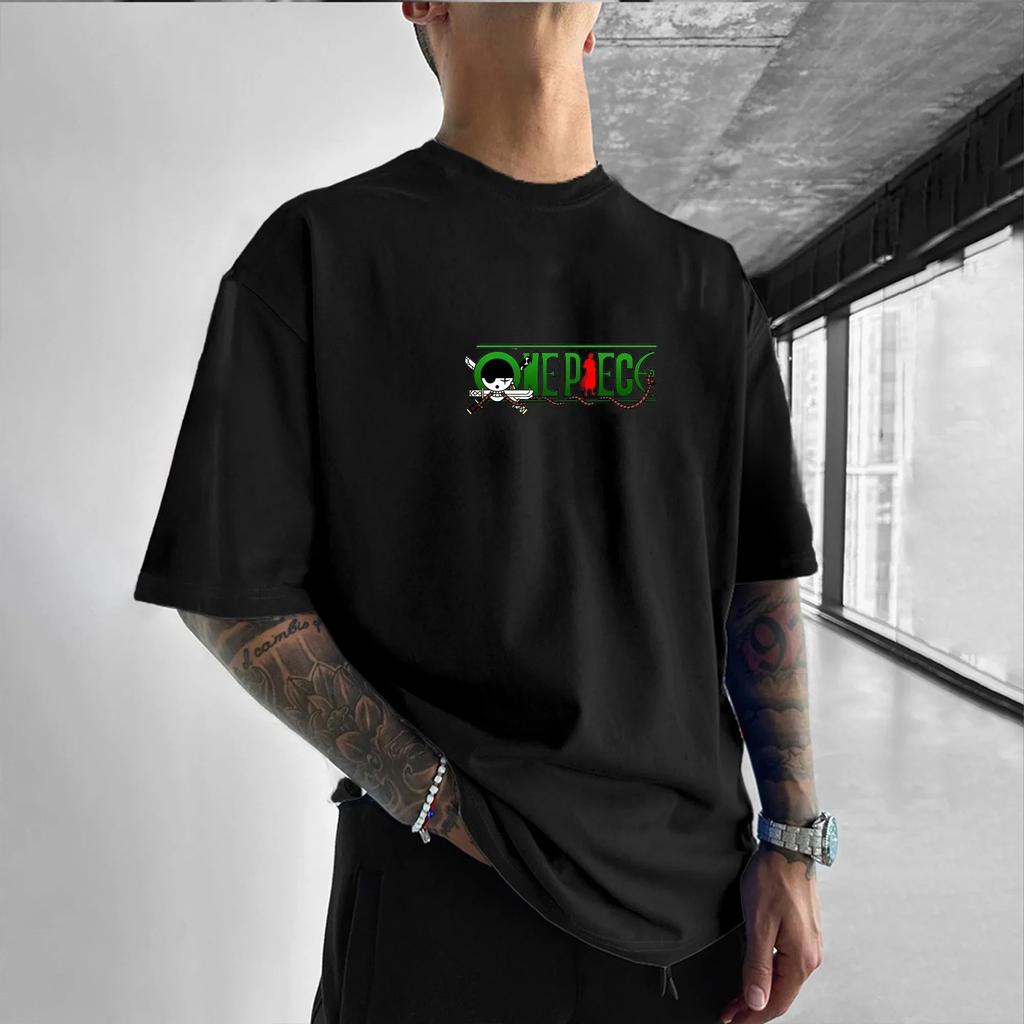 Produits Dérivés ONE PIECE T-shirt Streetwear Homme Impression Oversize Zoro Été Décontracté Coton Respirant Hauts Décontractés