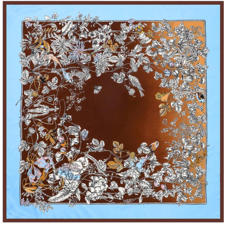 Silk Scarf Women Large Shawls Stoles Cashew Print Square Scarves Echarpes Foulards Femme Wrap Bandanas 130*130CM