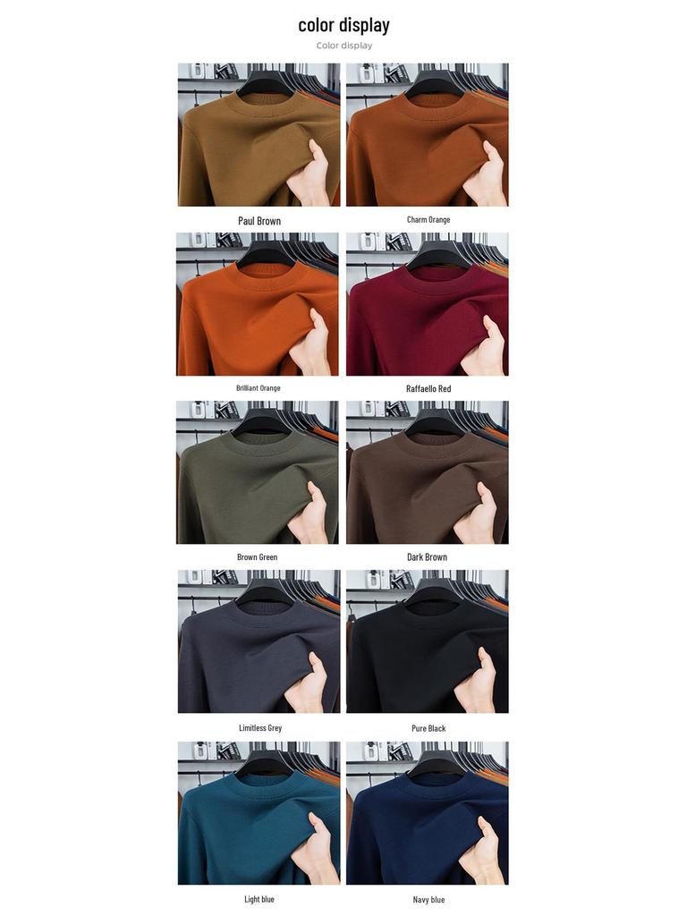 Hengyuanxiang Men's 100% Pure Wool Thick Round Neck Sweater