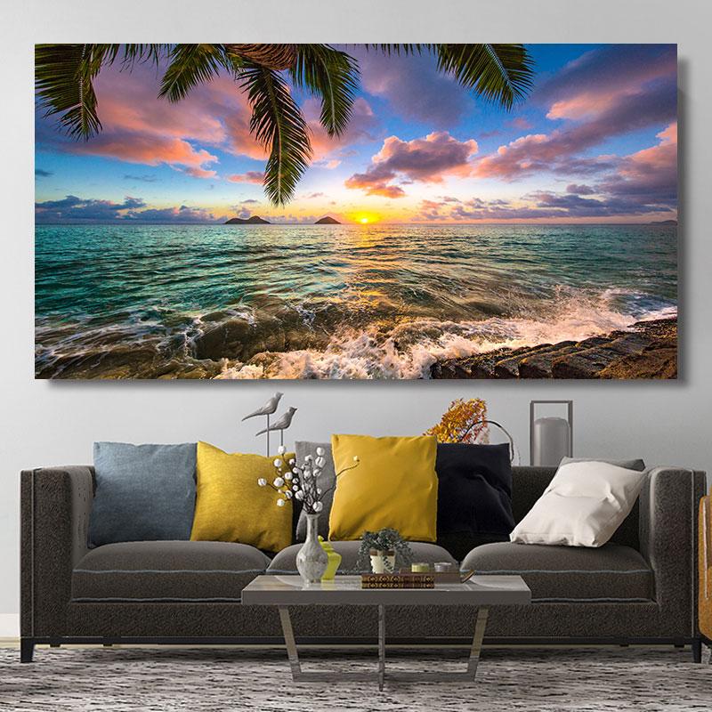 Natural Modern Seascape Wall Pictures Landscape Beach Sea Ocean Canvas Painting Wall Art Posters for Living Room Decor Cuadros