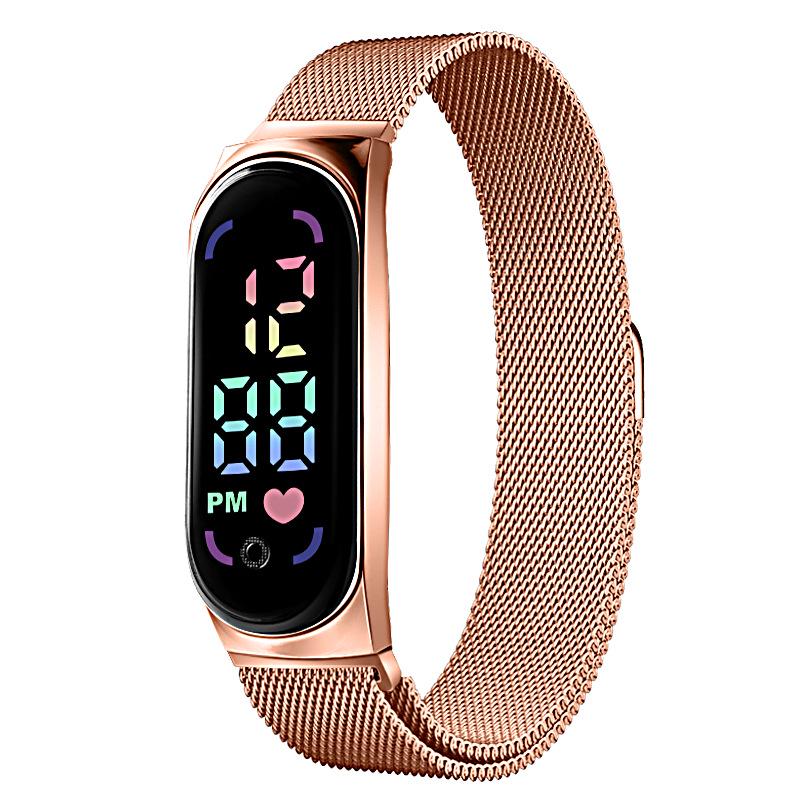 Waterproof Magnetic LED Digital Sports Watch for Students with Alloy Bracelet - Children's Gift