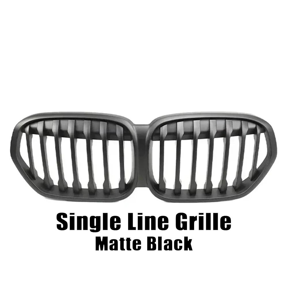 XVIP Carbon Fiber Look Double Line Style Front Racing Grills For BMW X1 F48 LCI 2020-2022 All Black Diamonds Style Upper Grilles