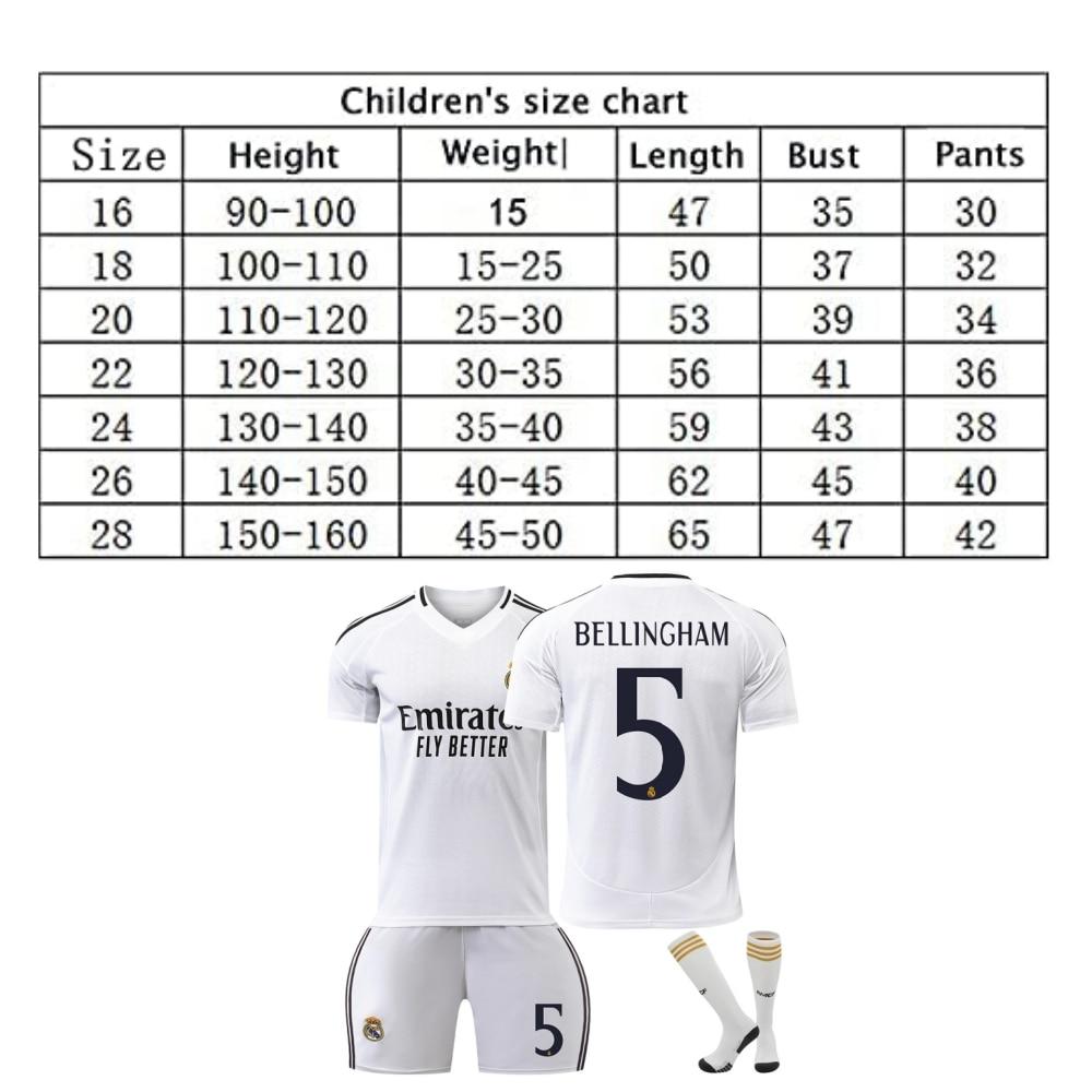 Real Madrid Bellingham Kids Football Jersey Set White