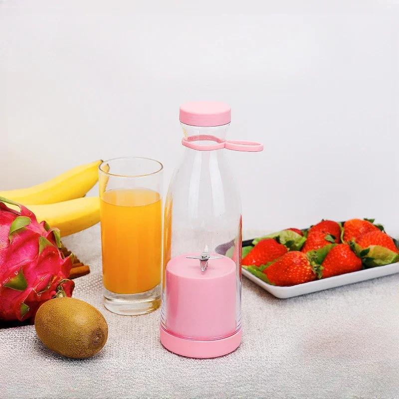 Fruit Juicer Cute Manual Wine Bottle Juicing Cup Small 6-Blade Rechargeable Vegetable Juicer Blender Mixer Portable Electric