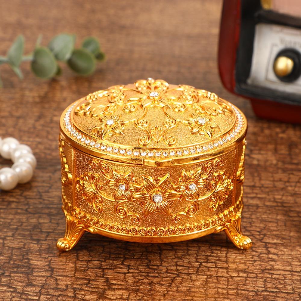 Mini Bracelet Storage Box Jewelry Organizer,European Style Circle Enamel Alloy Ring Storage Jar Dresser Display Couple Gifts
