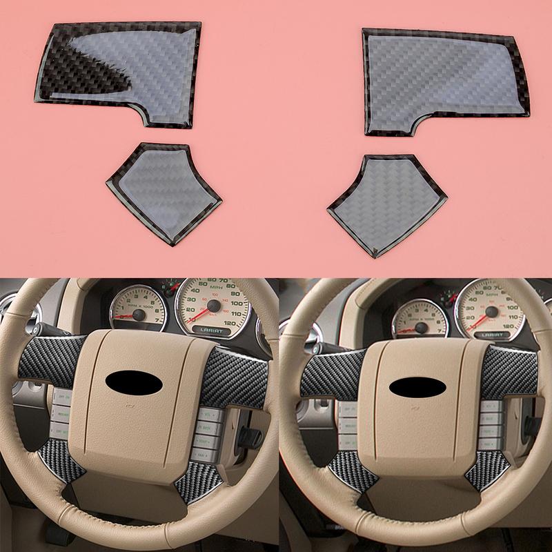 

4pcs/Set Black Carbon Fiber Front Interior Steering Wheel Cover Trim Sticker Fit for Ford F-150 2004 2005 2006 2007 2008