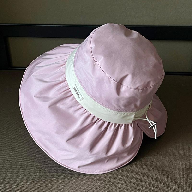 Hat Women's Summer Sunscreen and Sunshade Hat Color Glue UV Protection Large Edge Sun Hat Outdoor Beach Vacation Fisherman's Hat