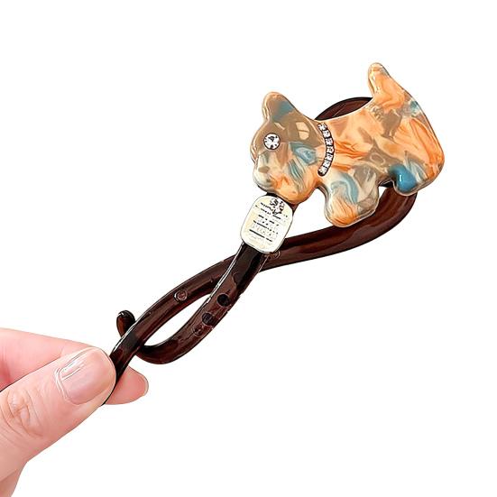 Hairpin Faux Pearls Cat Puppy Shape Hair Claw Back Head Hair Clip Acrylic Hair Styling Tool