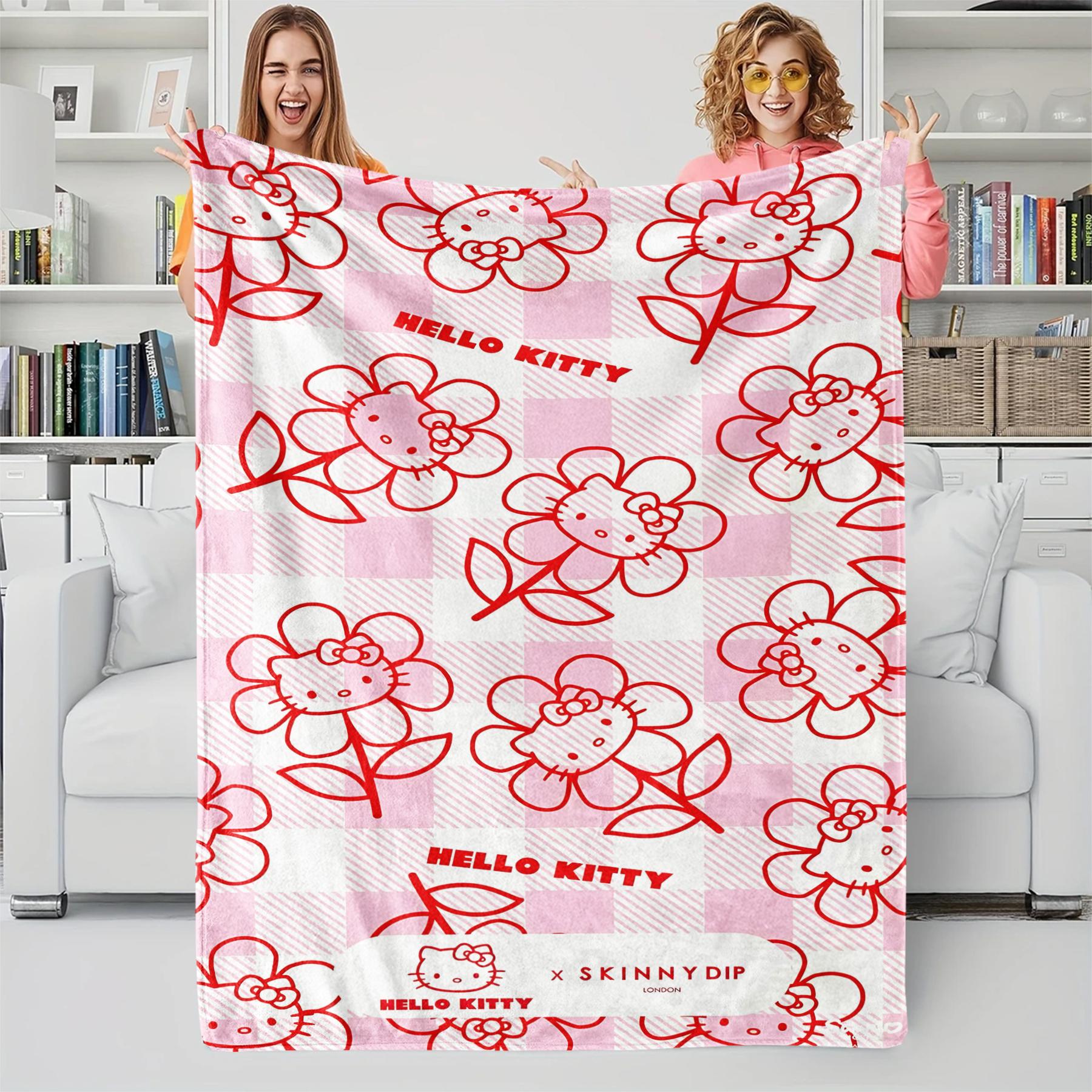 

Hello Kitty Flannel Throw Blanket, Cute Cartoon Soft Warm Fleece Blanket for Sofa, Bed, Travel, Camping, Kids & Home Decor 130cmx150cm