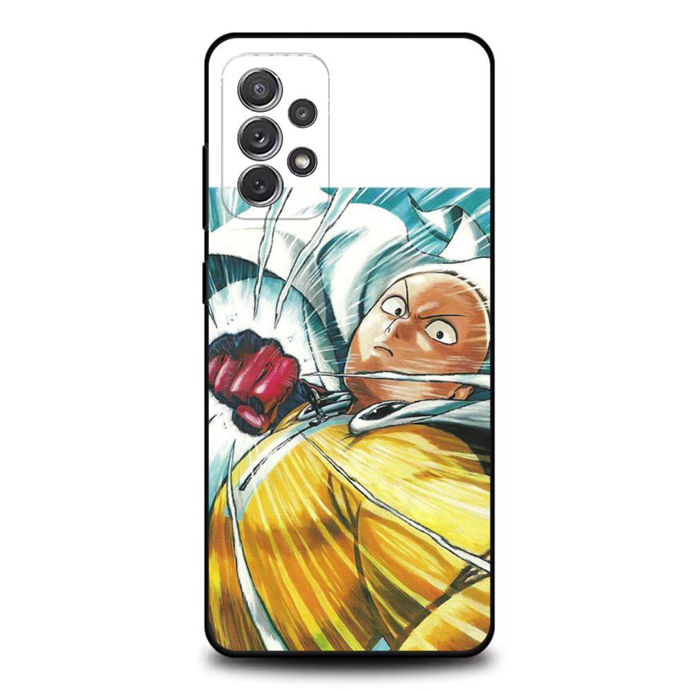 One Cartoon Punchs Man Phone Case For Samsung S25,S24,S21,S22,S23,S30,Ultra,S20,Plus,Fe,Lite,Note,10,9,5G Black Cover