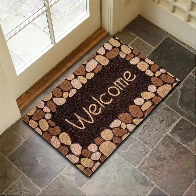 Welcome Design Door Mat Natural Style Non Slip Durable Entrance Rug Indoor Home Decor For Families Loving Welcome Accents