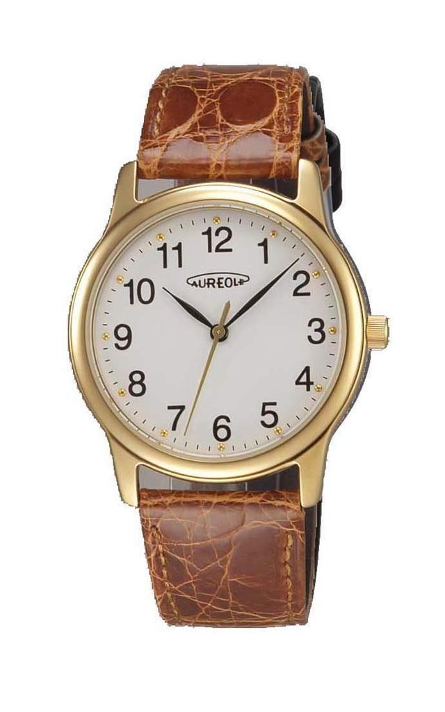 Aureole SW-467M-2 - Classic Brown Leather Watch