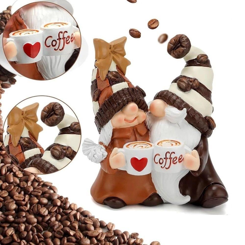 Coffee Theme Coffee Gnome Resin Dwarf Figurine Gifts Coffee Mini Desktop Decor