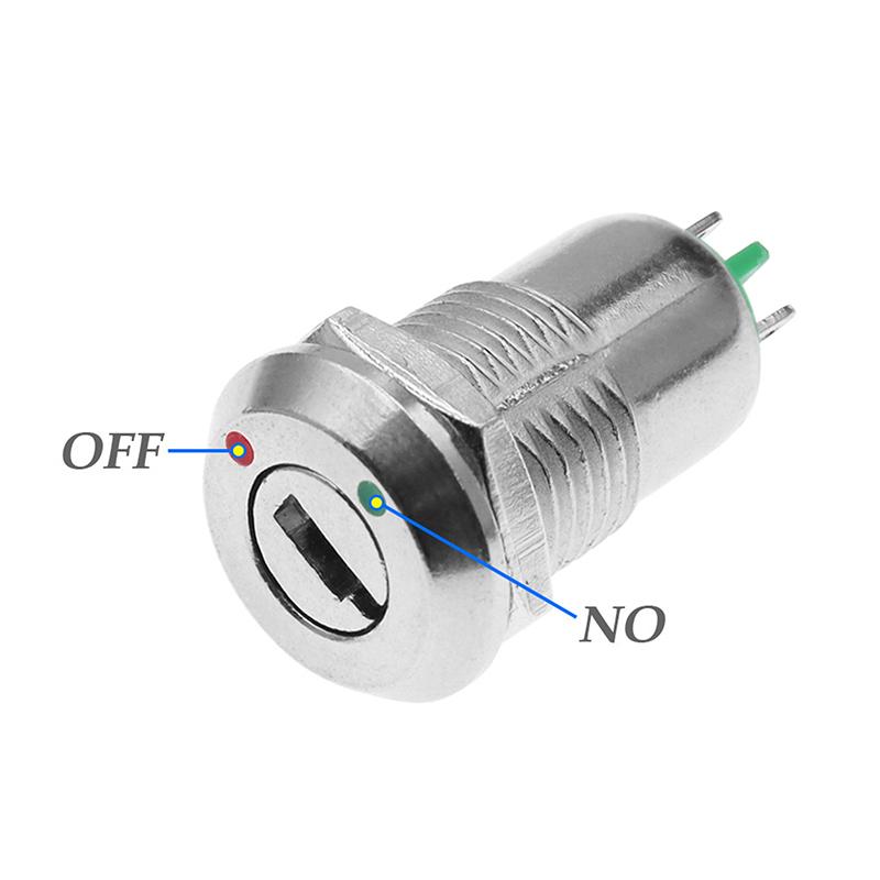 1Pc 12mm Zinc Alloy Electronic Key Switch With 2 Keys ON OFF Phone Lock Security Power Button Tubular Terminals 2 Position 1A