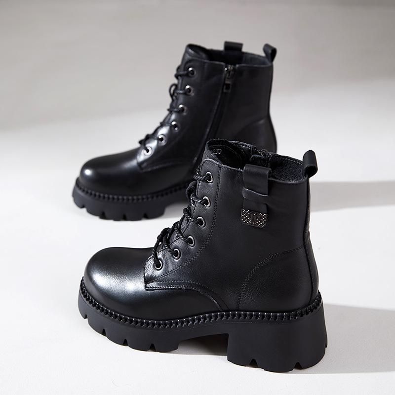 

Ботинки Мартин из первого слоя коровьей кожи для женщин, новые коллекции осень-зима 2025, ретро, повседневные, кожаные, на шнуровке, в британском стиле, женские короткие ботинки 35