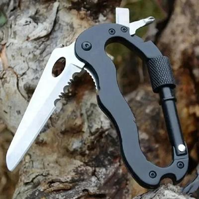 5 In 1 Outdoor Multi-function Carabiner Hooks Fast Hanging Buckle Clip With Cross Screwdriver Bottle Wine Opener.