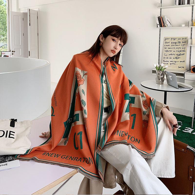 65 * 190 cm Autunno e Inverno Nuovo Sciarpa Versatile Semplice Tinta Unita con Frange Imitazione Cashmere Double-Sided Sciarpa Calda Shawl d'Atmosfera