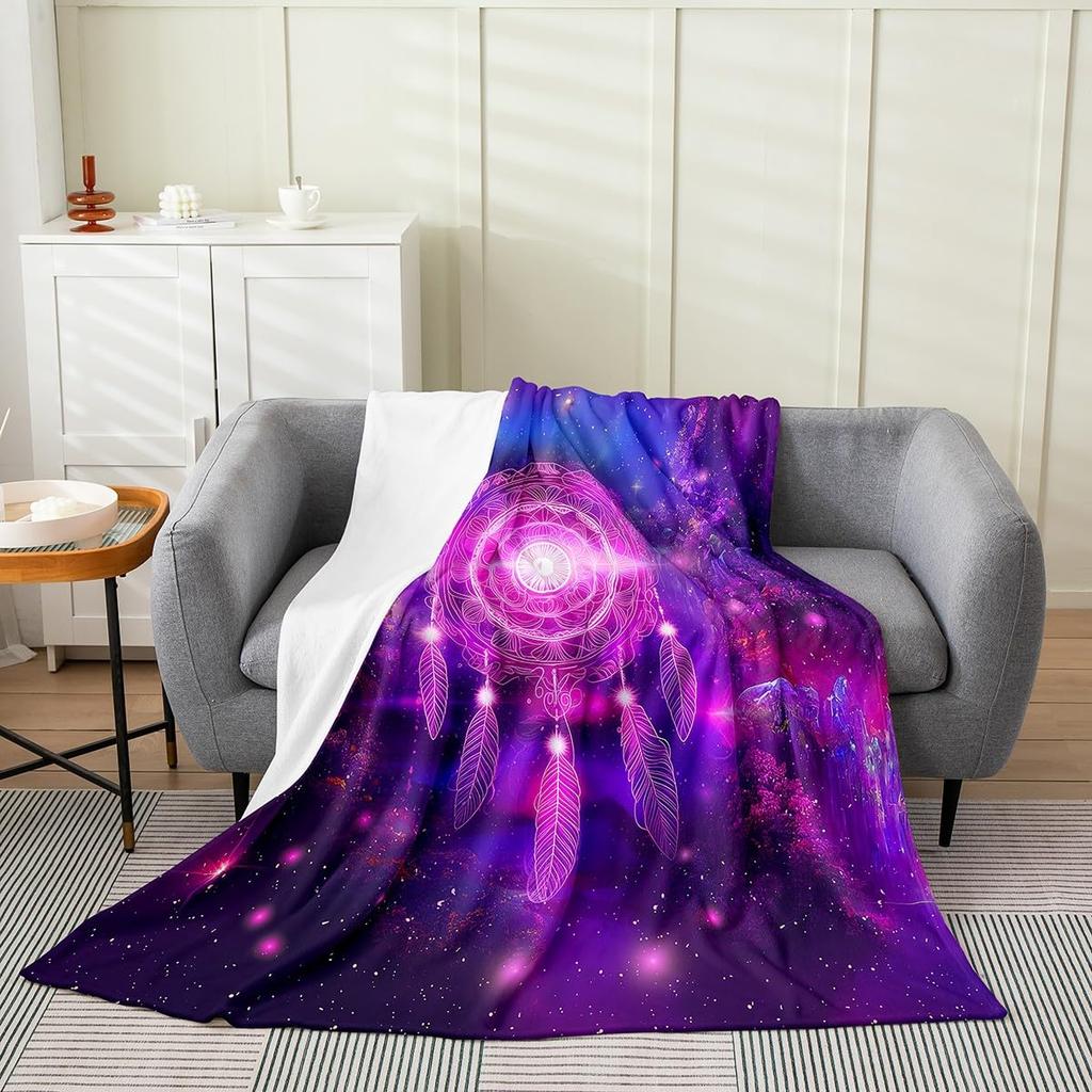 Dreamcatcher Blanket Boho Dream Catcher Plush Throw Blanket Flannel Fleece Blanket for Travel, Airplane, Bed, Couch, Car, Gift