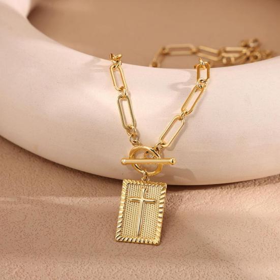 Women Cross Pendant Necklace 16" Paperclip Chain Trendy Dainty Charm Necklace for Women Fashion Religious Simple Jewelry Gift