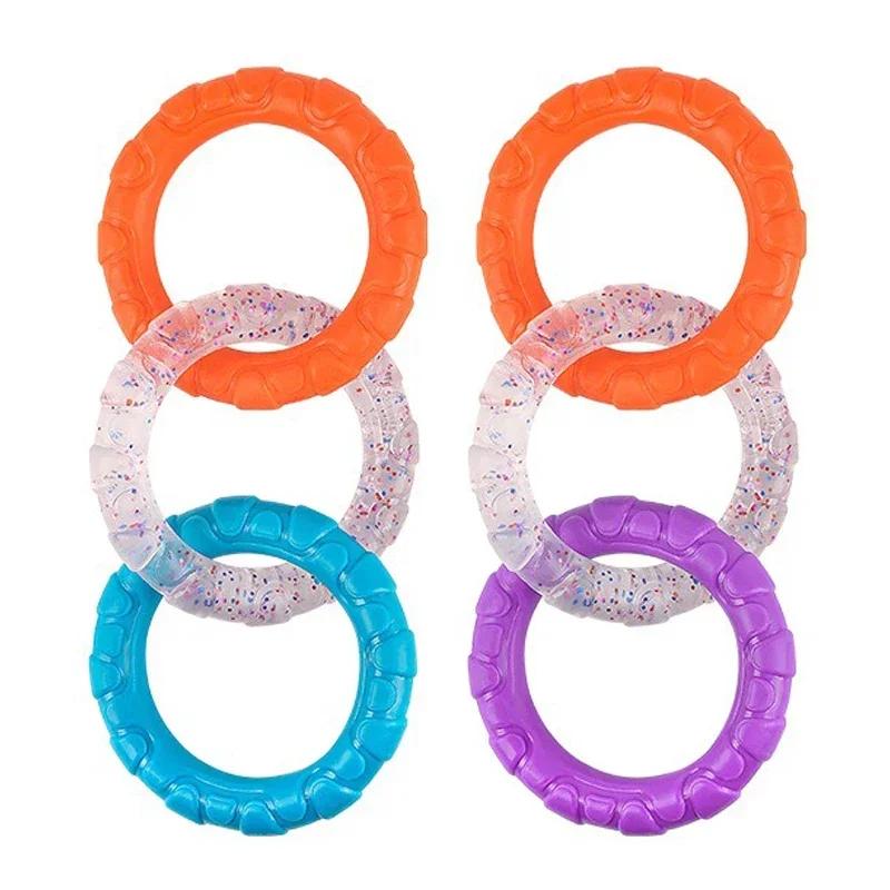 Dog Toys Pulling Toy Soft Bite-resistant Teething Pulling Three Consecutive Circle Ring Fun Puzzle Interactive Toys Puppy Toys