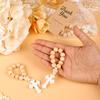Wooden Cross Pendant Wooden Rosary White Mesh Bags With Crosses Pendants Catholic Rosary Prayer Rosary Beads