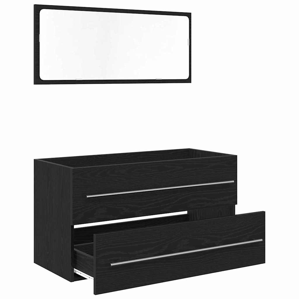 Washbasin Cabinet in Black Oak Look 90 x 45 x 1.5 cm
