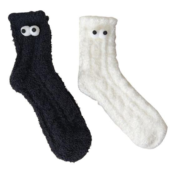 Funny Socks with Big Eyes Warm Cozy Plush Fuzzy Winter Sleep Socks Socks for Women Indoor