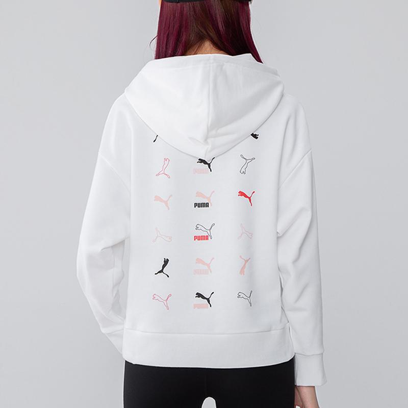 Puma Klasická grafická mikina s barevným potiskem loga Dámské topy Bílá 533155-02