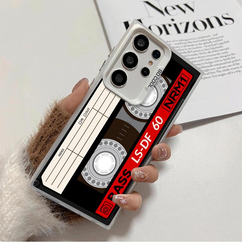 Vintage 90S Cassette Tape Pattern Soft Phone Case for Samsung Galaxy S24 S25 FE S26 Edge S23 Ultra S22 Plus S21 + Shockproof Cov