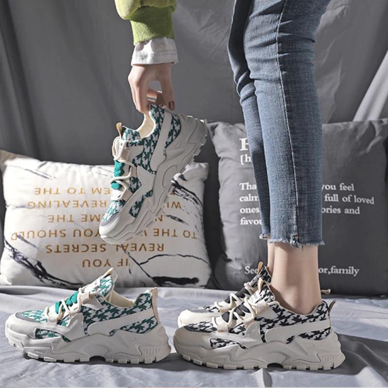 Fashion Women Casual Shoes 2024 Spring New Lace Up Wedge Platform Shoes Ladies Fashion Casual Breathable Sport Shoes Zapatillas  Deporte