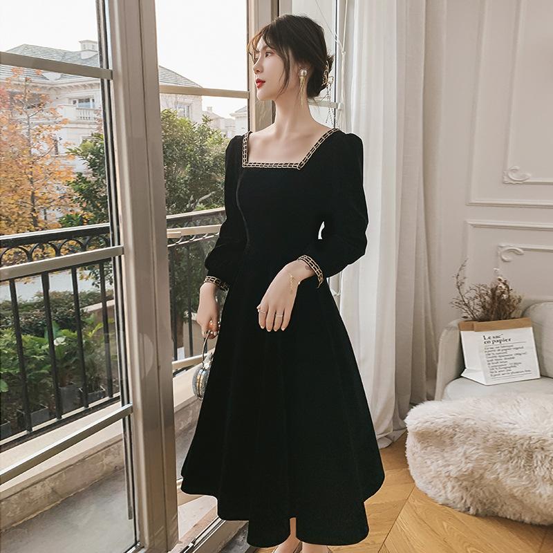 

French annual meeting evening dress women s new high-end black temperament light luxury host dress can usually be worn 2XL чорний